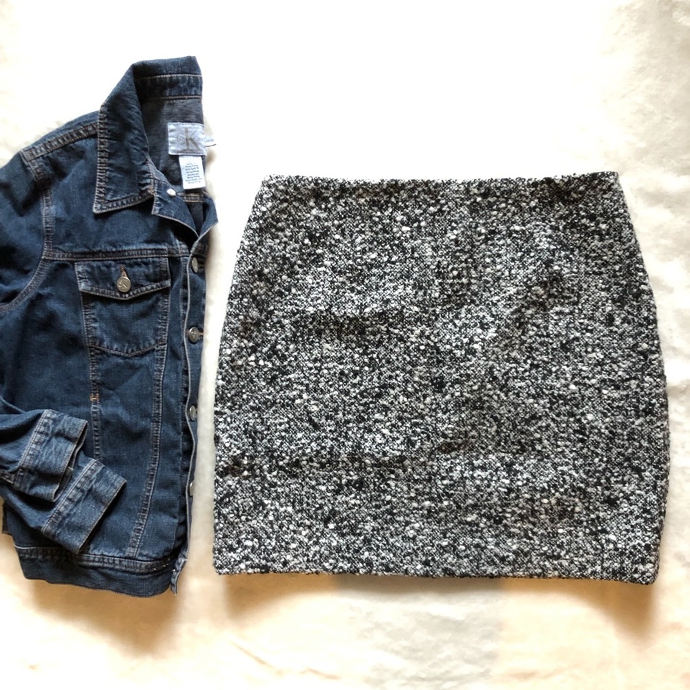 Tahari Black and White Tweed Mini Skirt